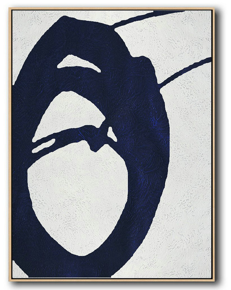 Buy Hand Painted Navy Blue Abstract Painting Online,Original Extra Large Wall Art #L4T8